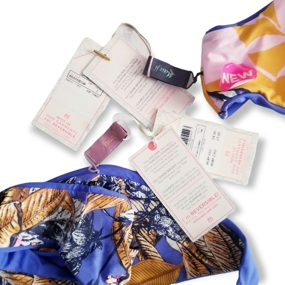 Maaji Blue Floral Reversible Strappy Cheeky Bikini Set S M - Picture 13 of 13